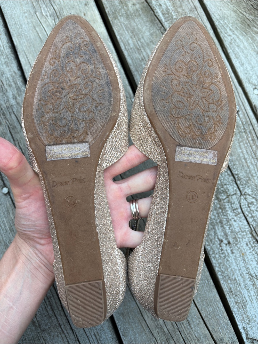 Dream Pairs Pointed Ankle-Strap Flats in Metallic Rose Gold, Size 10 - Picture 7 of 10